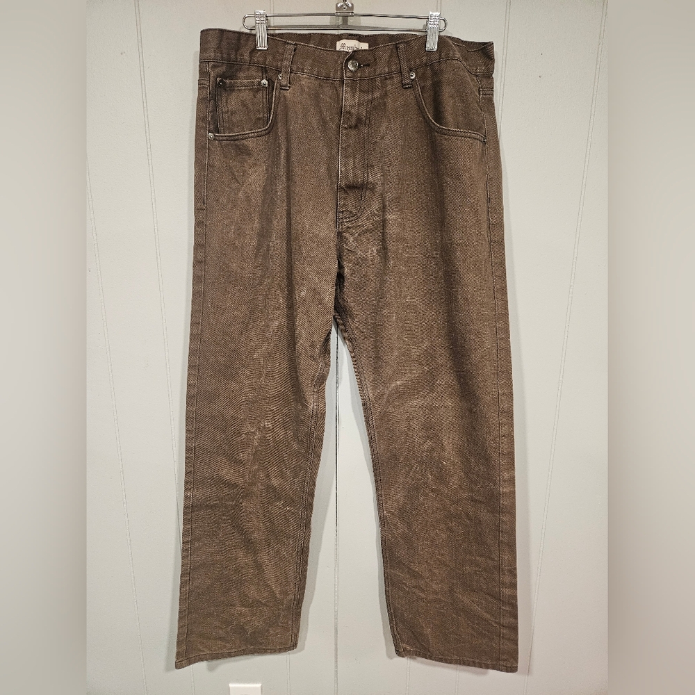 Member’s Property Men’s Brown Jeans 38x34 (Measure 36x32) Straight Leg Faded